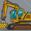 Yellow Excavator Illustration Diamond Painting