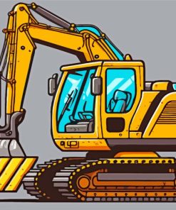 Yellow Excavator Illustration Diamond Painting