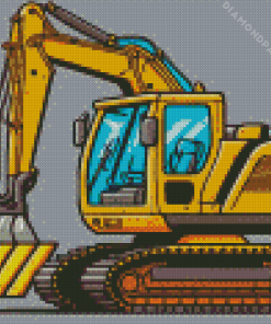 Yellow Excavator Illustration Diamond Painting