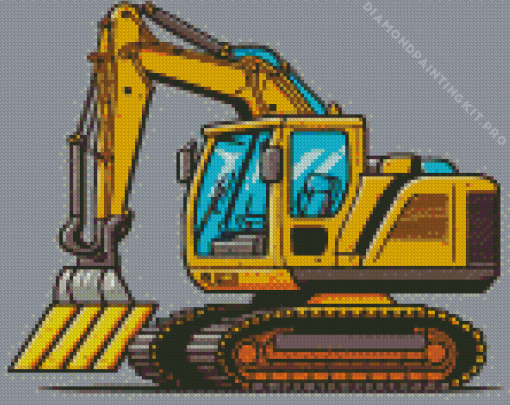 Yellow Excavator Illustration Diamond Painting