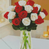 Shiny White and Red Roses Diamond Painting