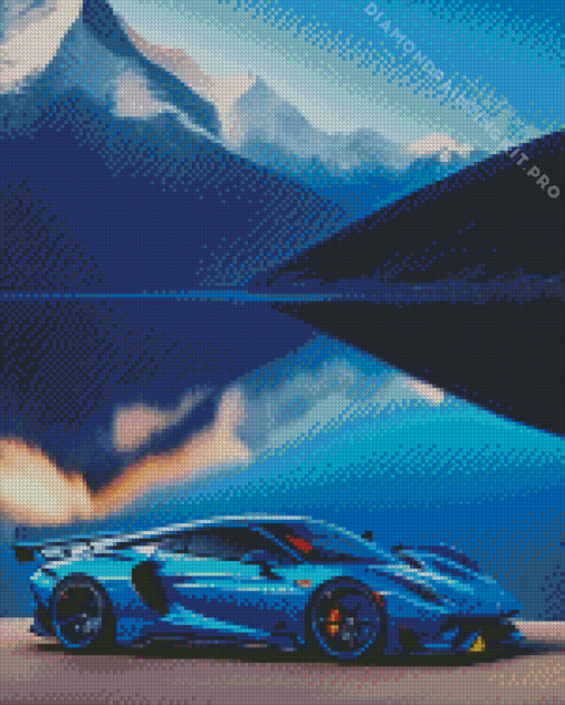 Blue Car Diamond Painting