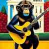 Monkey Playing Guitar Diamond Painting