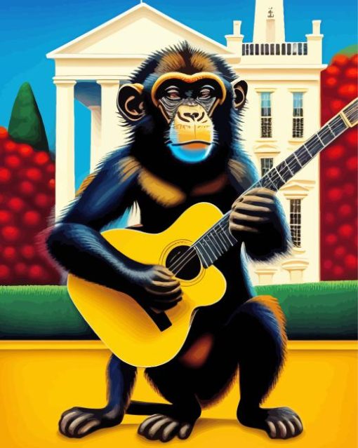 Monkey Playing Guitar Diamond Painting