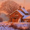 Barn in Snow Art Diamond Painting