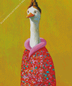 Bird in Pink Dress Michael Sowa Diamond Painting