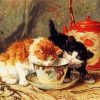 Cats With Tea Art Diamond Painting