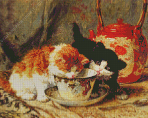 Cats With Tea Art Diamond Painting