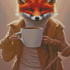 Fox Drinking Coffee Diamond Painting