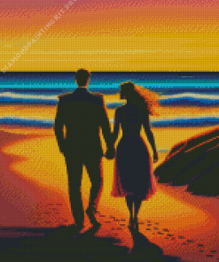 Couple Walking on Beach Diamond Painting