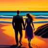 Couple Walking on Beach Diamond Painting