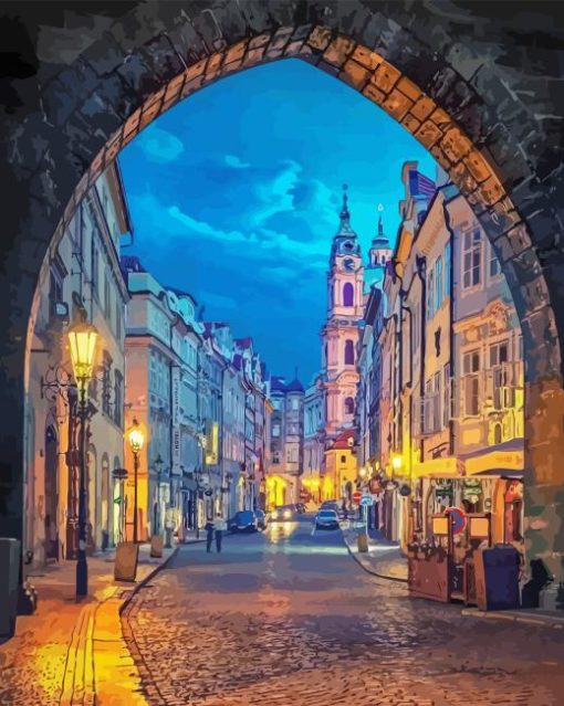 Czech Republic Streets At Night Diamond Painting