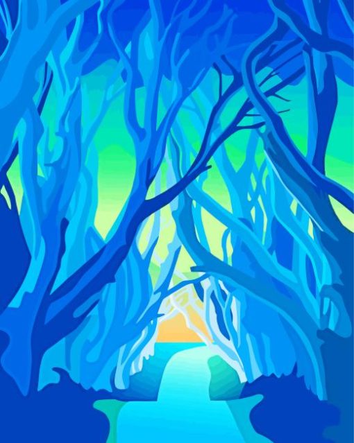 Dark Hedges Ireland Illustration Diamond Painting