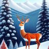 Deer in Snow Art Diamond Painting