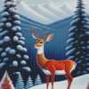 Deer in Snow Art Diamond Painting