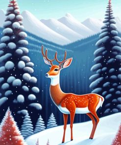 Deer in Snow Art Diamond Painting