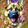 Floral Dog Diamond Painting