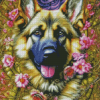 Floral Dog Diamond Painting