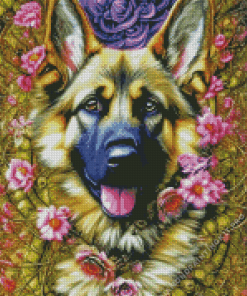 Floral Dog Diamond Painting