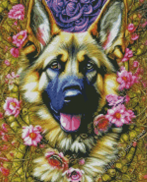 Floral Dog Diamond Painting