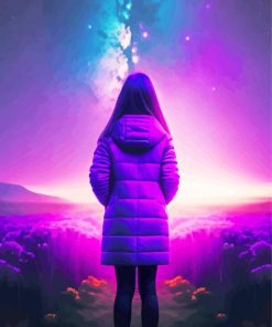 Girl Watching Galaxy Diamond Painting