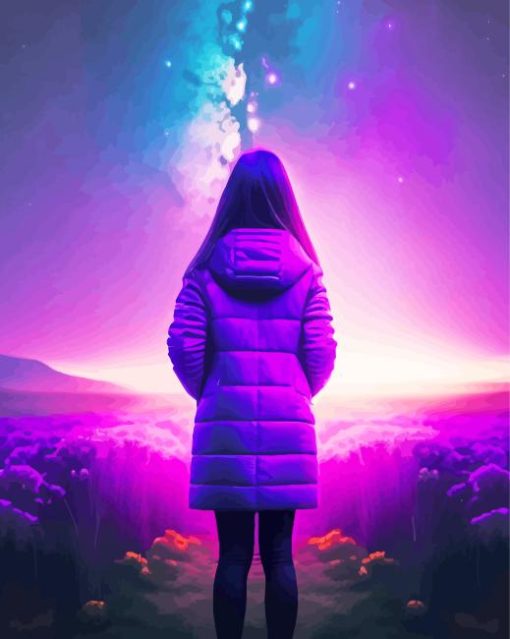 Girl Watching Galaxy Diamond Painting