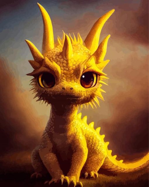 Golden Baby Dragon Diamond Painting