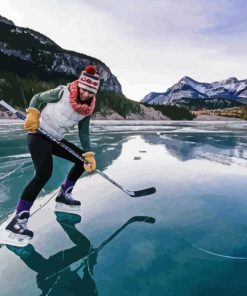 Ice Hockey on Lake Diamond Painting