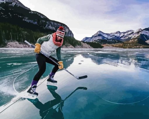 Ice Hockey on Lake Diamond Painting