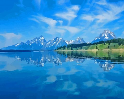 Lake in Grand Teton National Park Diamond Painting