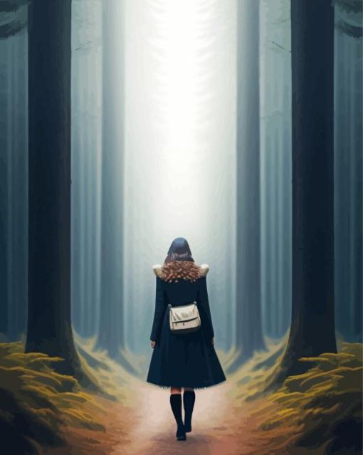 Lonely Girl in Forest Diamond Painting