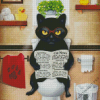 Mad Cat in a Toilet Diamond Painting