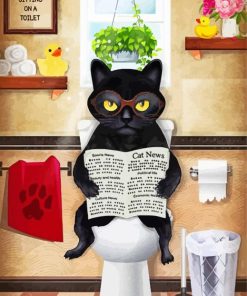 Mad Cat in a Toilet Diamond Painting