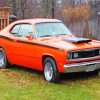 Orange Plymouth Duster Car Diamond Painting