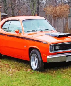 Orange Plymouth Duster Car Diamond Painting