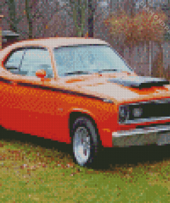 Orange Plymouth Duster Car Diamond Painting