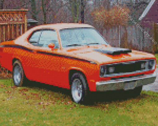 Orange Plymouth Duster Car Diamond Painting