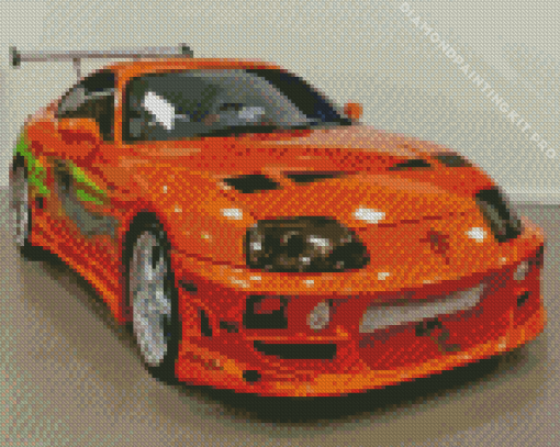 Orange Toyota Supra Mk4 Diamond Painting