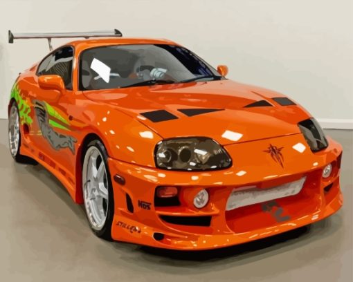 Orange Toyota Supra Mk4 Diamond Painting