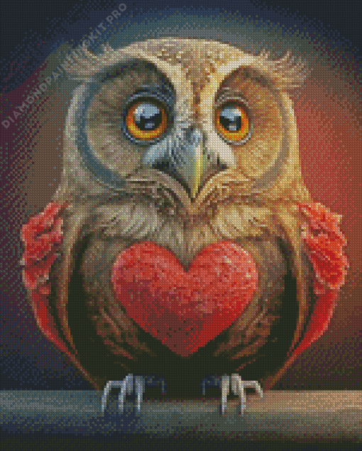 Owl Heart Diamond Painting