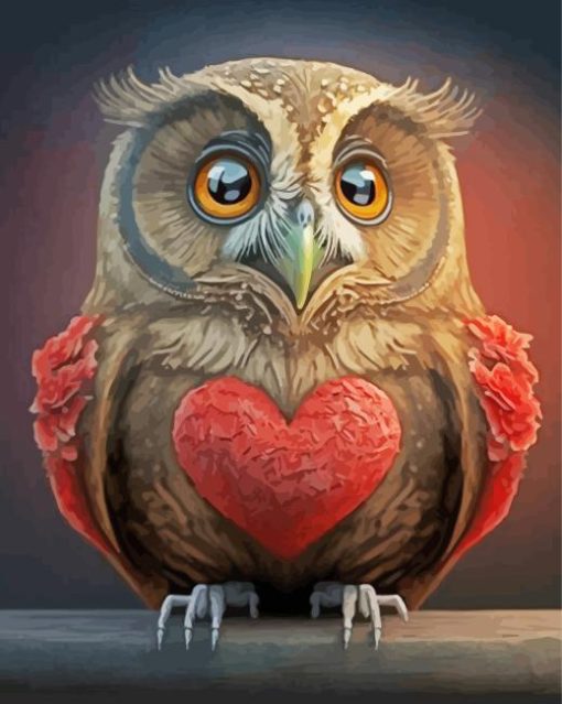 Owl Heart Diamond Painting