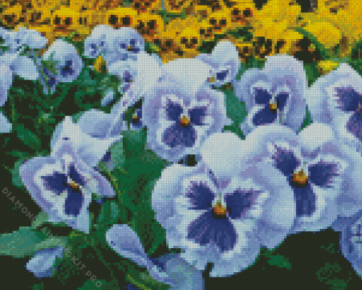 Blue Pansy Flower Diamond Painting