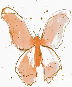 Peach Butterfly Splatter Art Diamond Painting