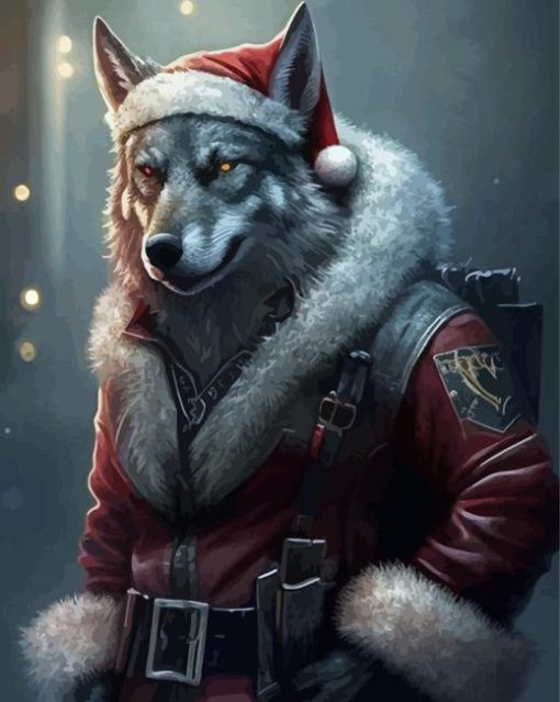 Santa Wolf Diamond Painting