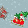 Santa Clause Cat in Sleigh Diamond Painting