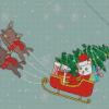 Santa Clause Cat in Sleigh Diamond Painting