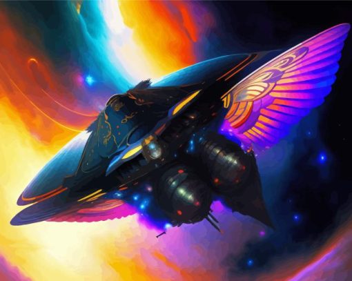 Spaceship With Butterfly Wings Diamond Painting