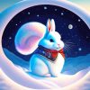 White Bunny in Snow Diamond Painting