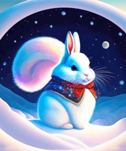 White Bunny in Snow Diamond Painting