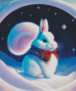 White Bunny in Snow Diamond Painting